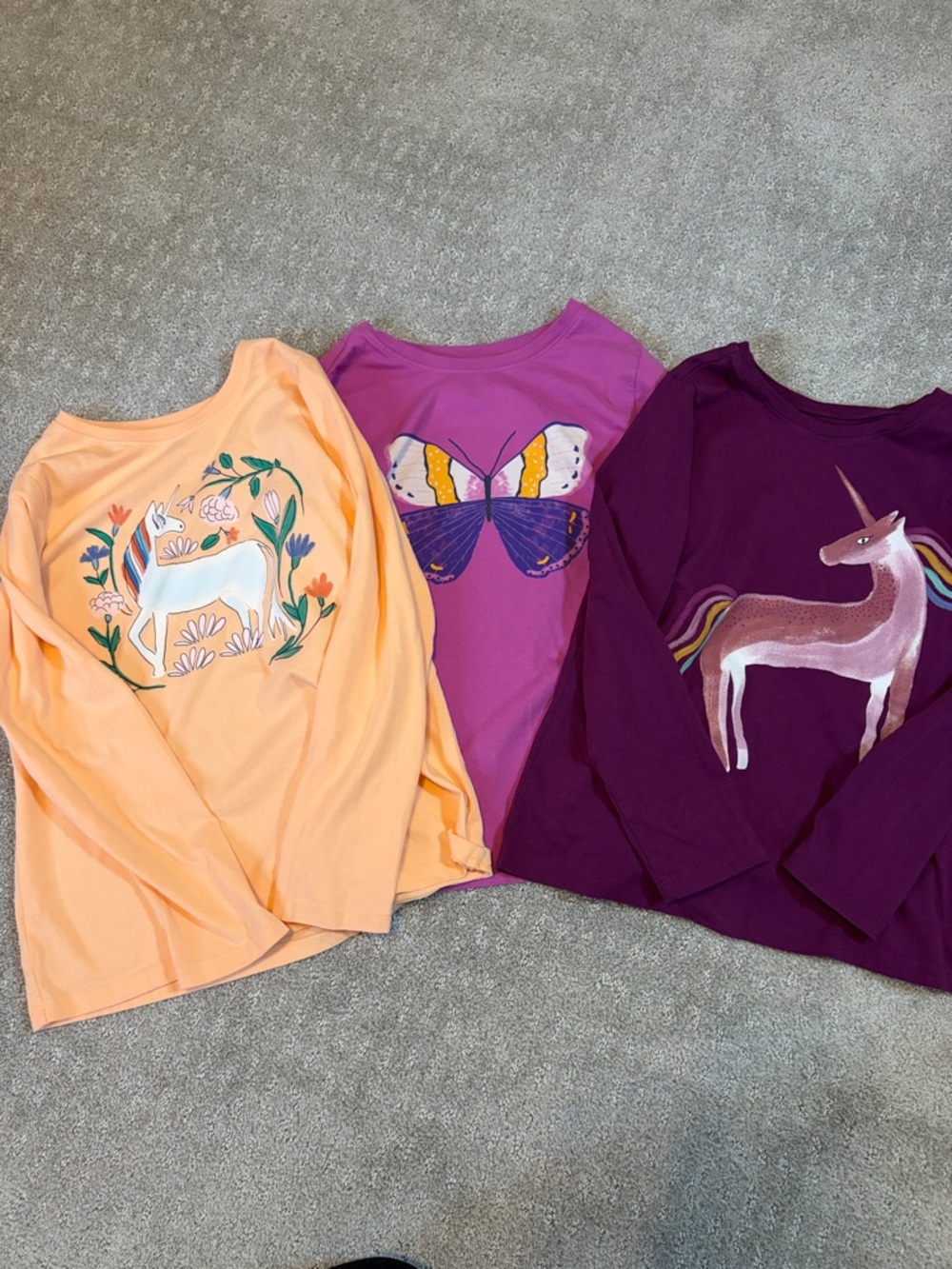 Tea Collection Girls Long Sleeve Tops - Peach, Magenta & Plum